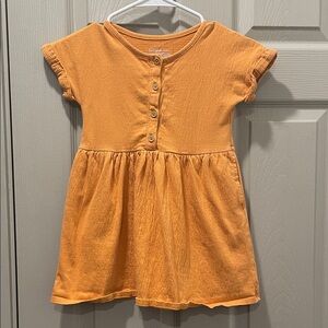 Orange Button-Front Kids Dress